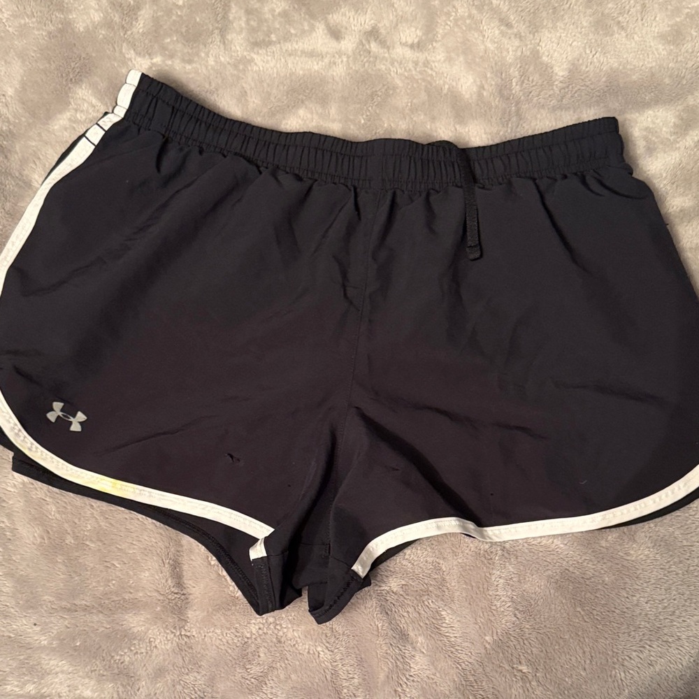 Under Armour Women's Black Athletic Shorts with White Trim